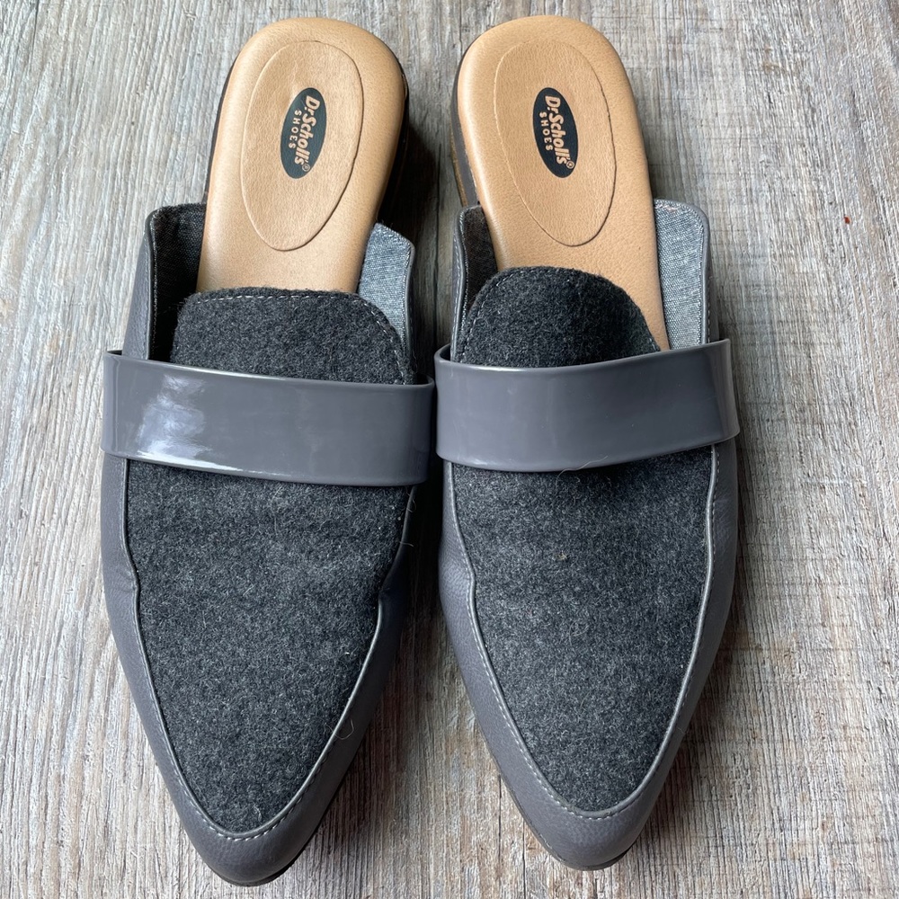 Dr Scholls Gray Wool Mules